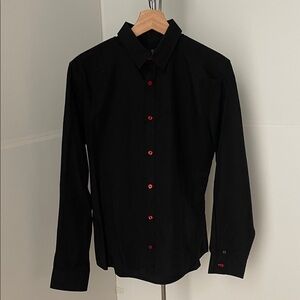 Men’s Paul Smith black button down with red buttons. Size small